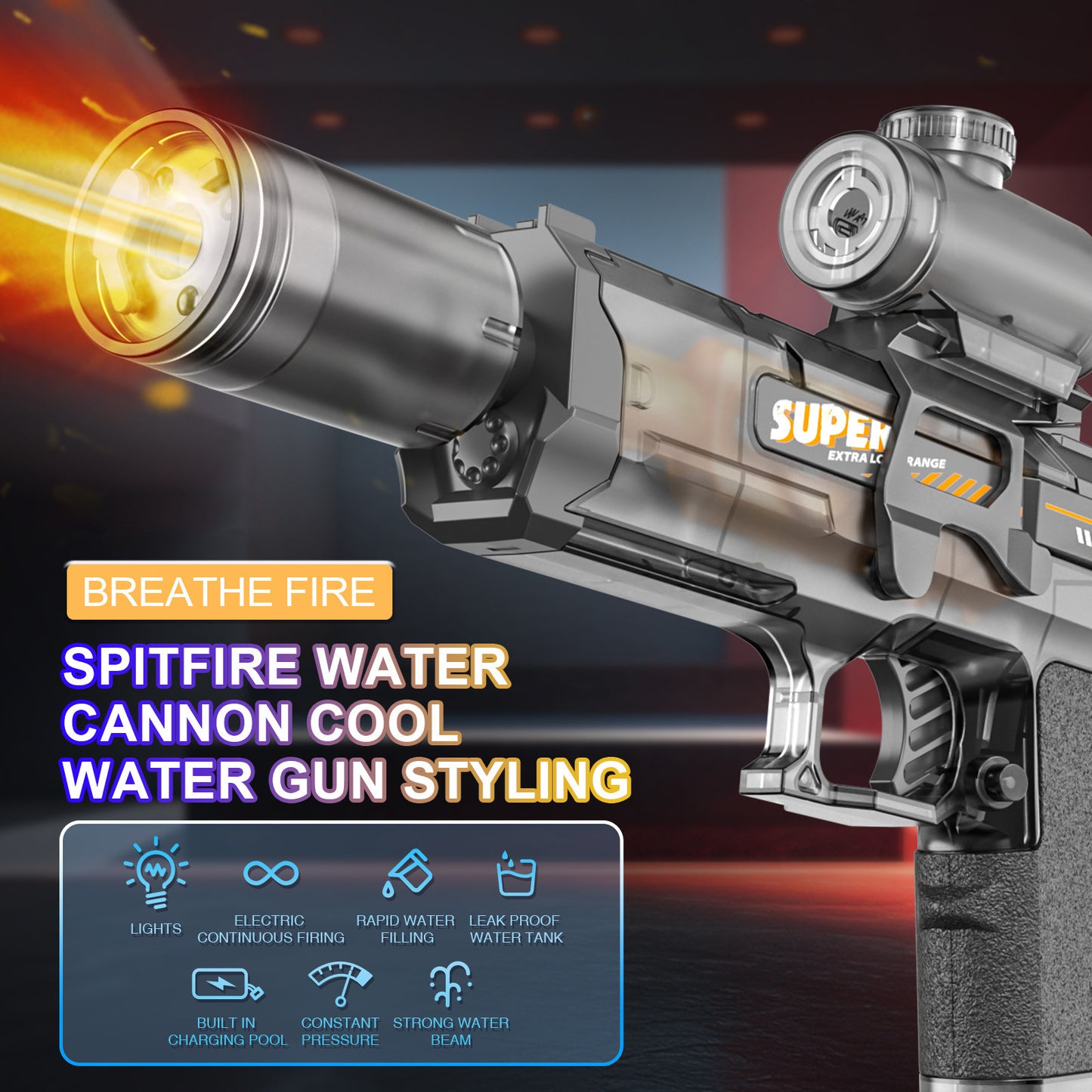 2025 New Ice Mouse Ice Explosion Electric Water Gun Children's High-speed Continuous Hair Linkage Reloading Large Capacity Water Pistols Toy