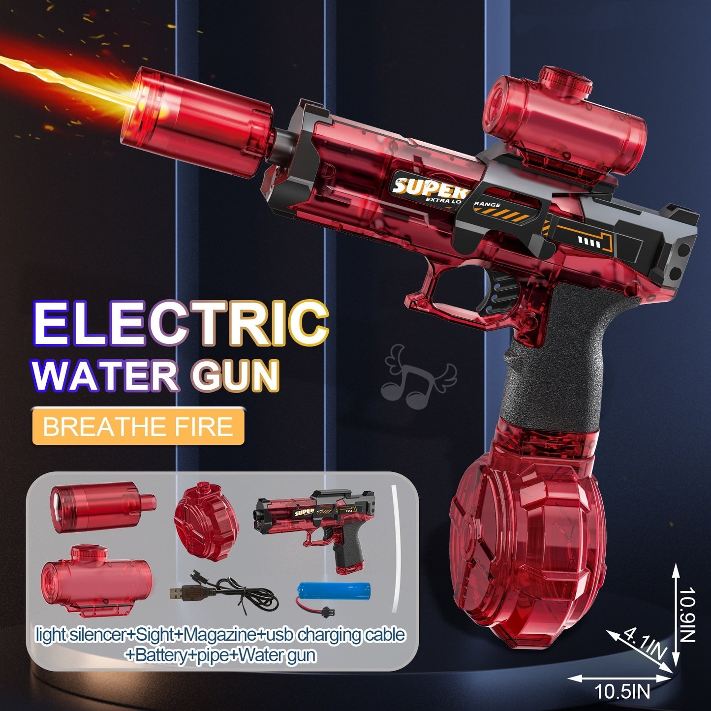 2025 New Ice Mouse Ice Explosion Electric Water Gun Children's High-speed Continuous Hair Linkage Reloading Large Capacity Water Pistols Toy