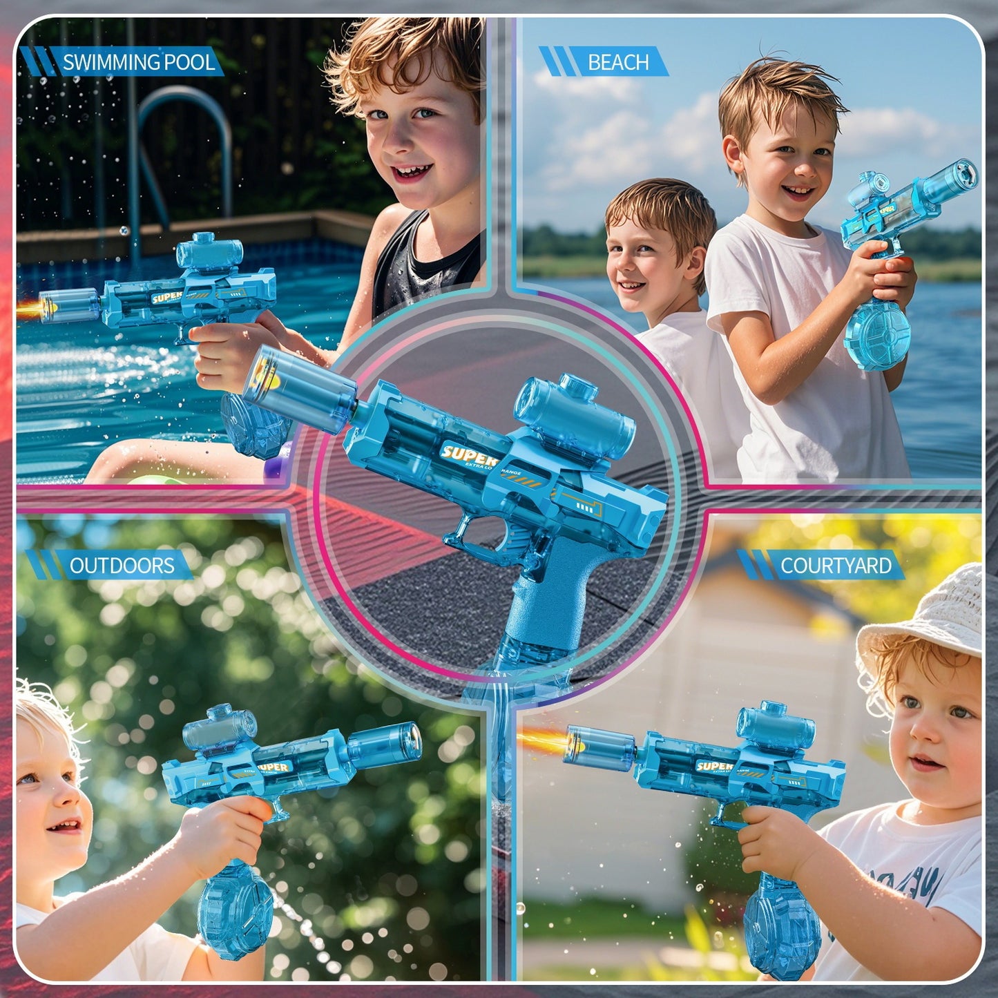 2025 New Ice Mouse Ice Explosion Electric Water Gun Children's High-speed Continuous Hair Linkage Reloading Large Capacity Water Pistols Toy