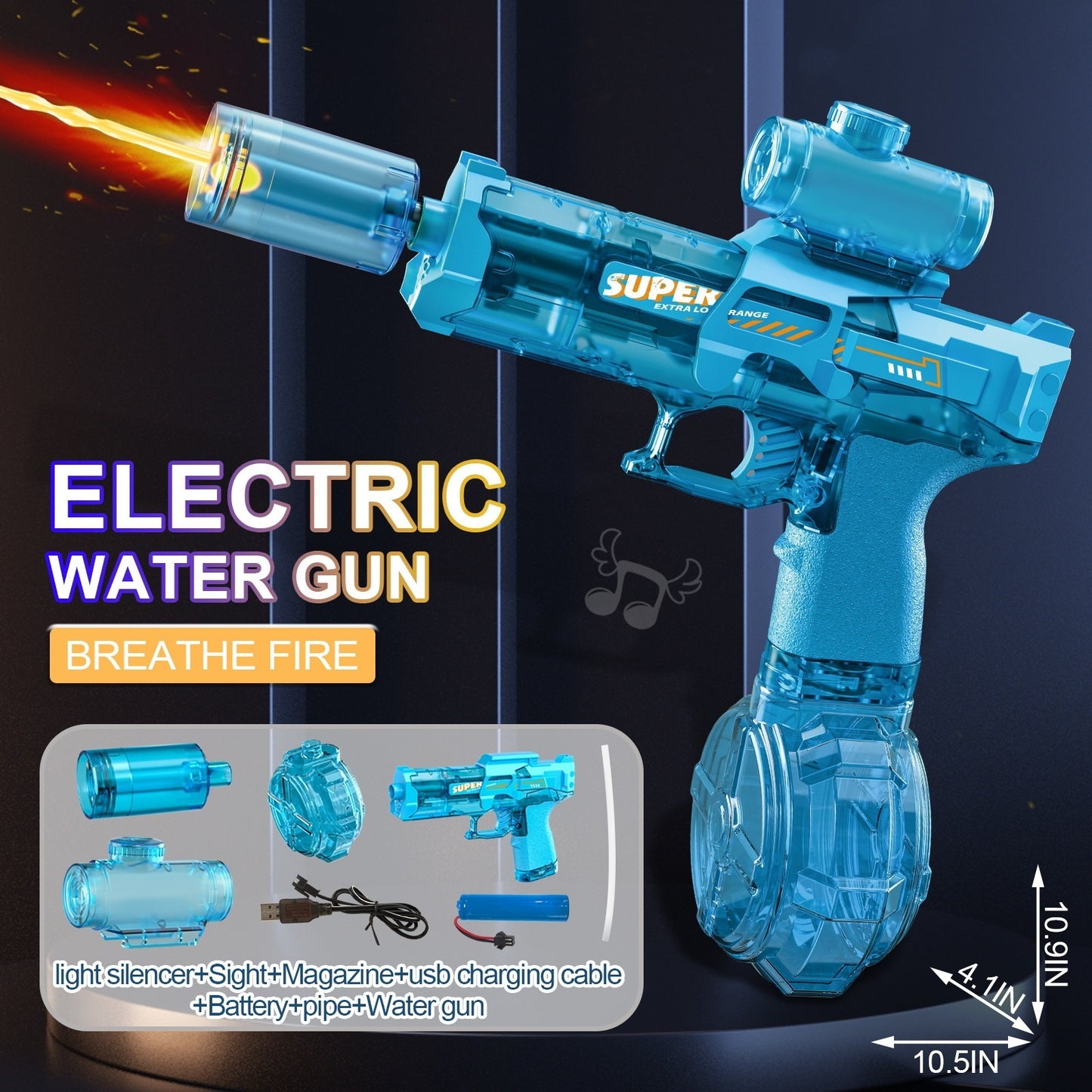 2025 New Ice Mouse Ice Explosion Electric Water Gun Children's High-speed Continuous Hair Linkage Reloading Large Capacity Water Pistols Toy