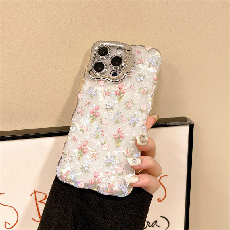 Shell Pattern Floral Lens Bracket Protective Case