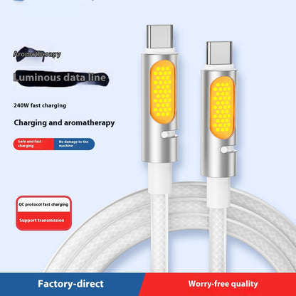 240W Data Cable Aromatherapy Light Column Colorful Silicone Fast Charge Line