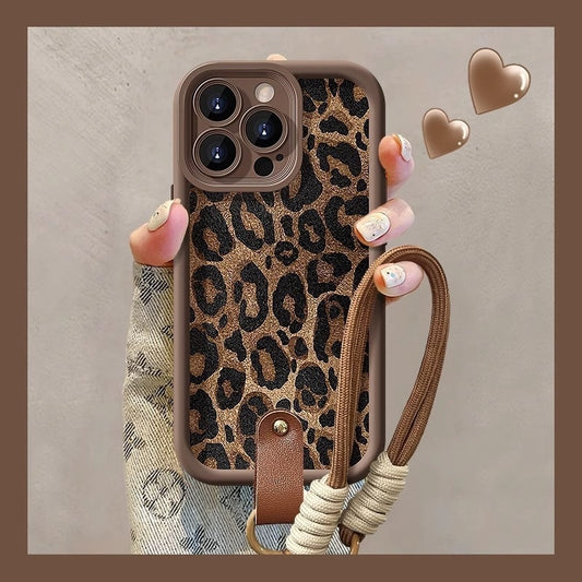 Leopard Print Lanyard For 16 Phone Case