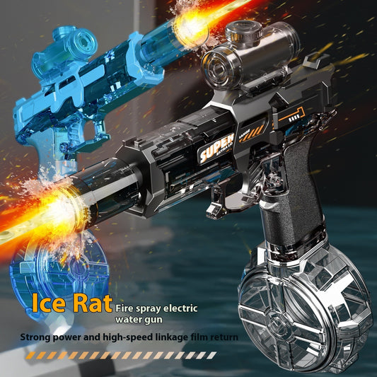 2025 New Ice Mouse Ice Explosion Electric Water Gun Children's High-speed Continuous Hair Linkage Reloading Large Capacity Water Pistols Toy