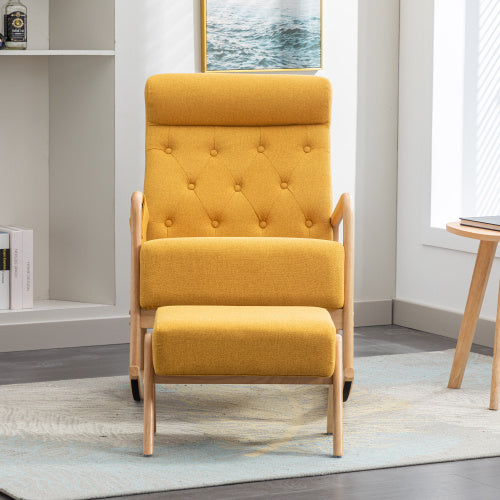 Comfortable Rocking Chair With Footrest In Linen