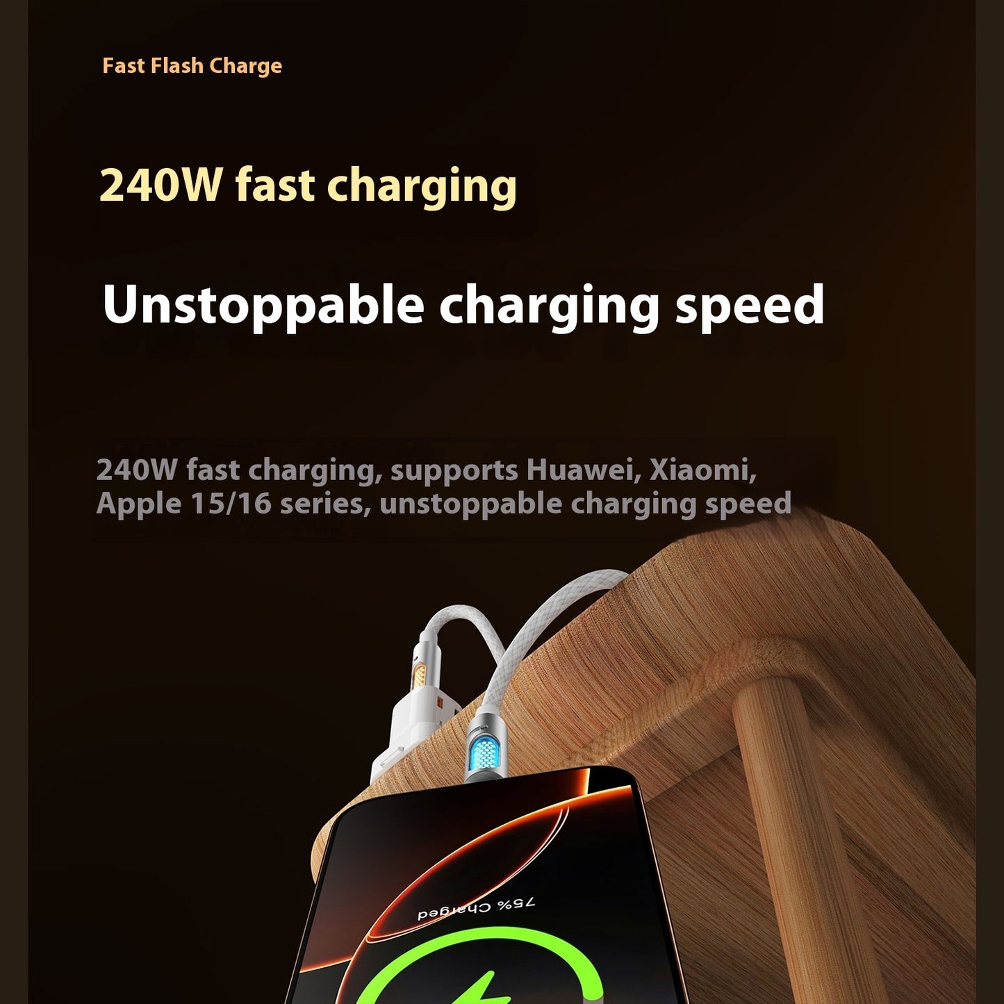 240W Data Cable Aromatherapy Light Column Colorful Silicone Fast Charge Line