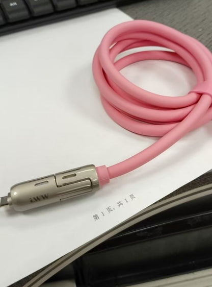 Four-in-one Fast Charge Data Cable Tpc Light Column Silicone Charging