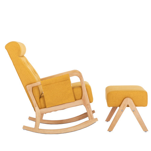 Comfortable Rocking Chair With Footrest In Linen