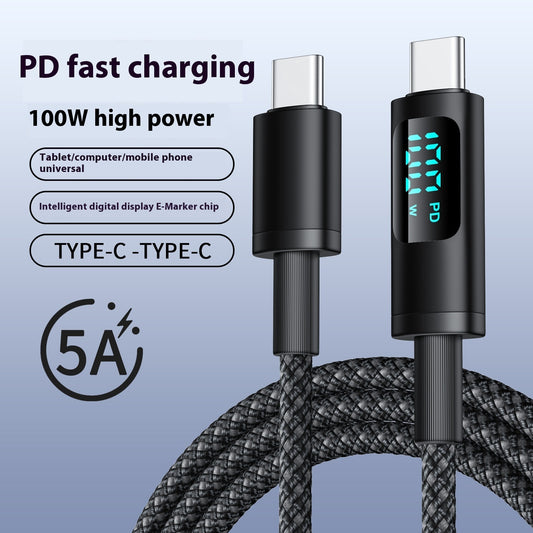 Digital Display Double Type-c Fast Charging Mobile Phone Data Cable