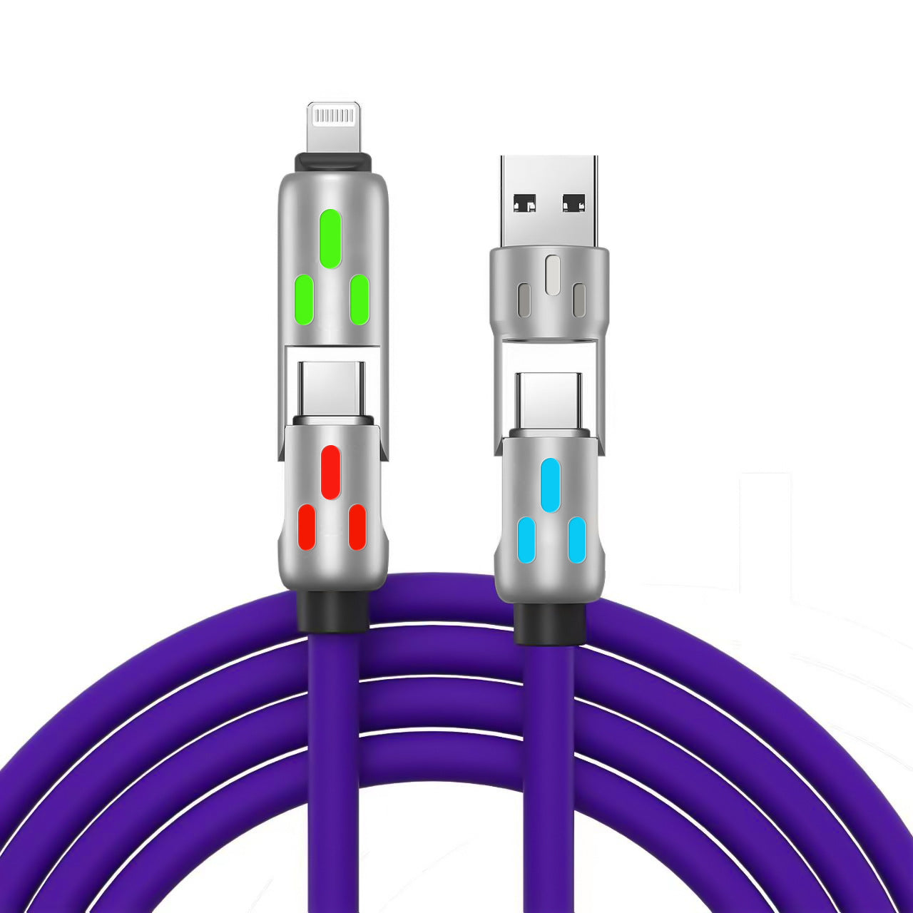 Four-in-one Fast Charge Data Cable Tpc Light Column Silicone Charging