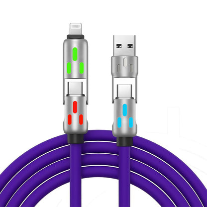 Four-in-one Fast Charge Data Cable Tpc Light Column Silicone Charging