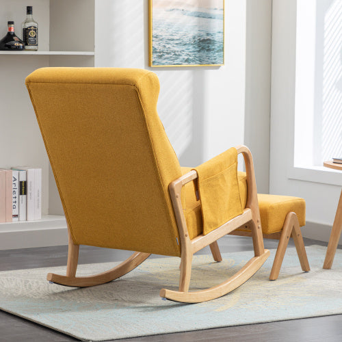 Comfortable Rocking Chair With Footrest In Linen